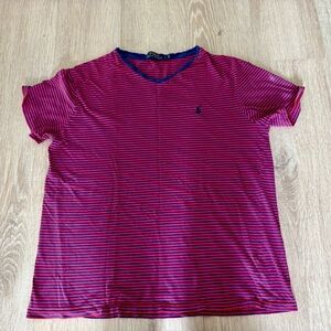 Polo by Ralph Lauren Navy and Red Striped Shirt - Large